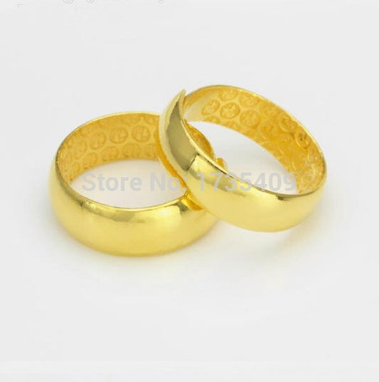A Pair Of  Pure 999 Solid 24K Yellow Gold Ring Men's Smooth Wedding Band